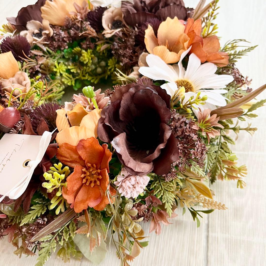 秋リース 紅葉 リース ブラウン 大きめ 豪華 ナチュラルリース