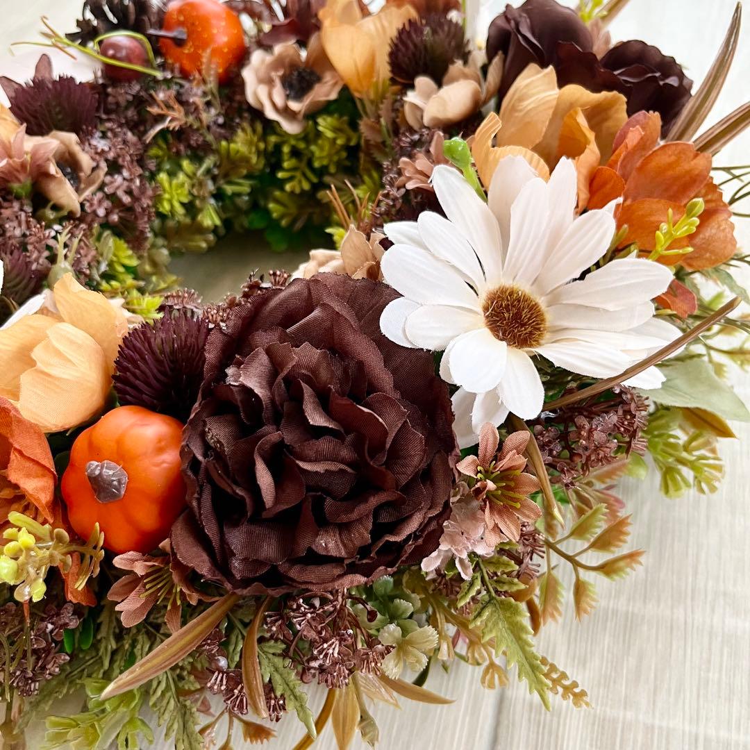 秋リース 紅葉 リース ブラウン 大きめ 豪華 ナチュラルリース