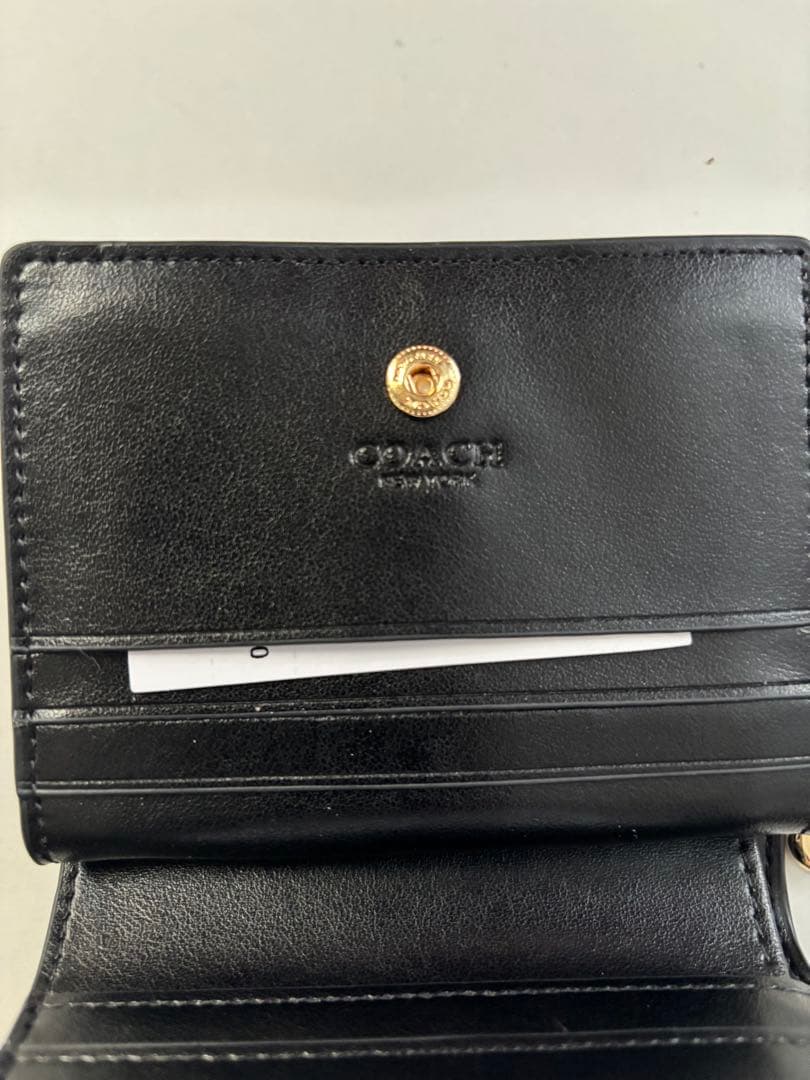 COACH 二つ折り財布 ブラック レザー