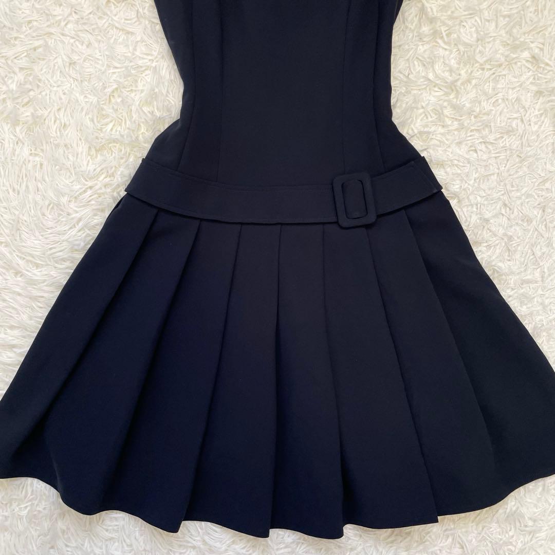 美品✨️ルネ プリーツワンピース ベルト ネイビー 32