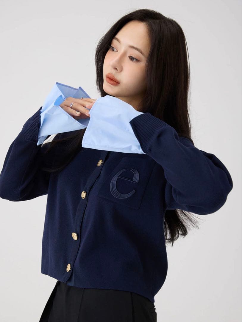 eimy istoire Attached collar カーディガン　ネイビー