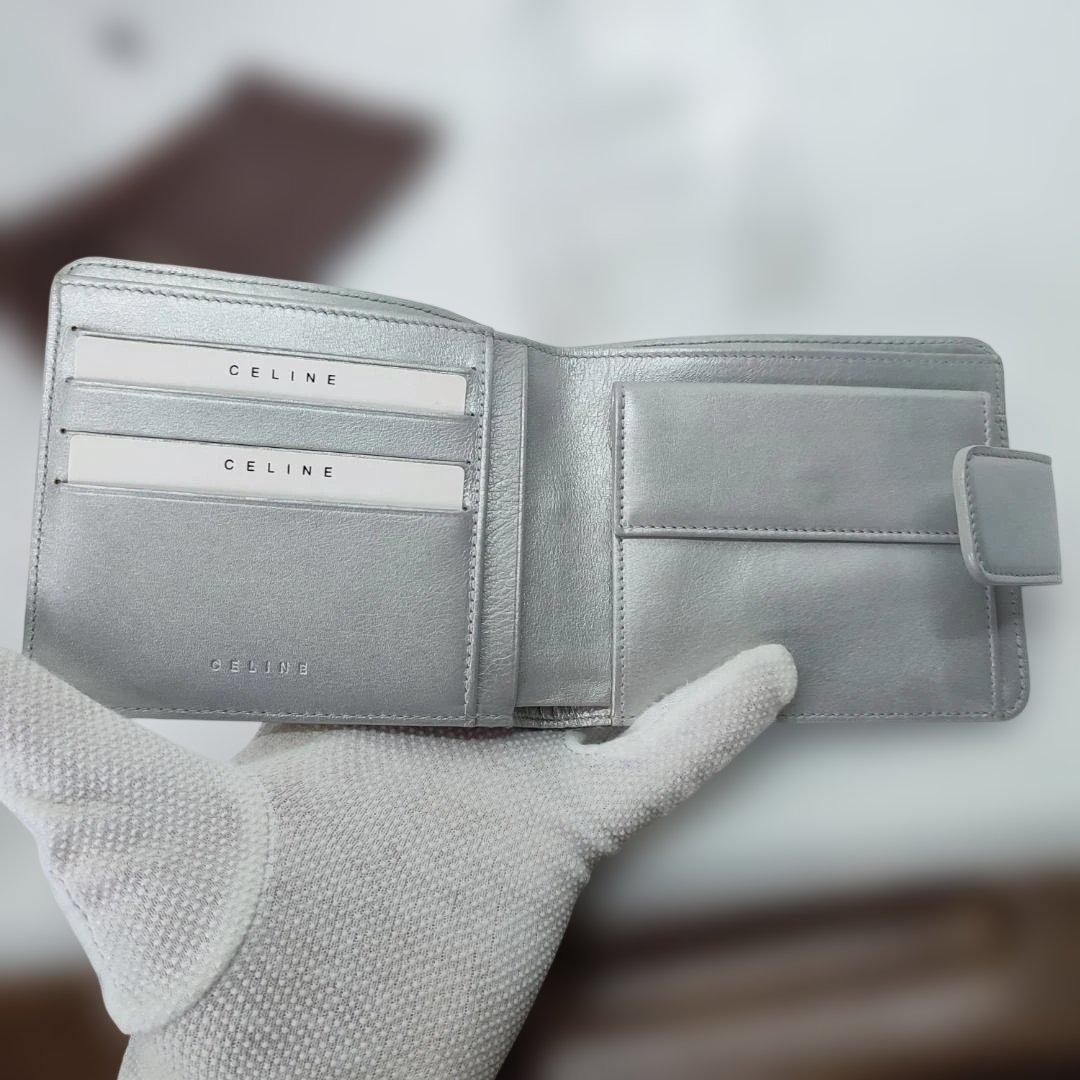 EB60-1　CELINE セリーヌ Cマカダム キャンバス×レザー 二つ折り
