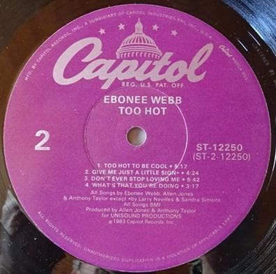 洋楽 EBONEE WEBB/TOO HOT (US LP)