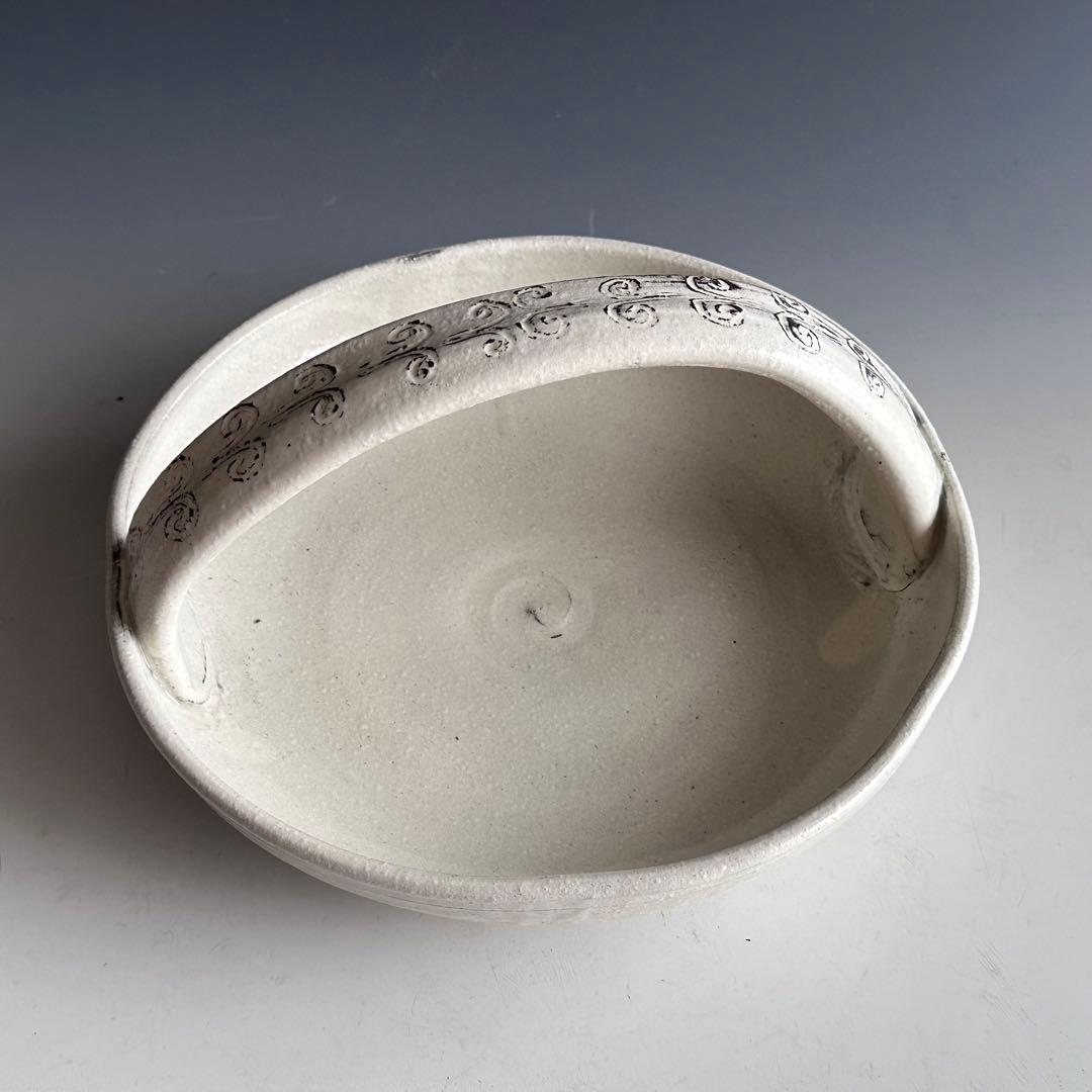 茶道具　粉引　手付　菓子鉢　新井倫彦　笠間焼　陶芸　鉢　菓子器