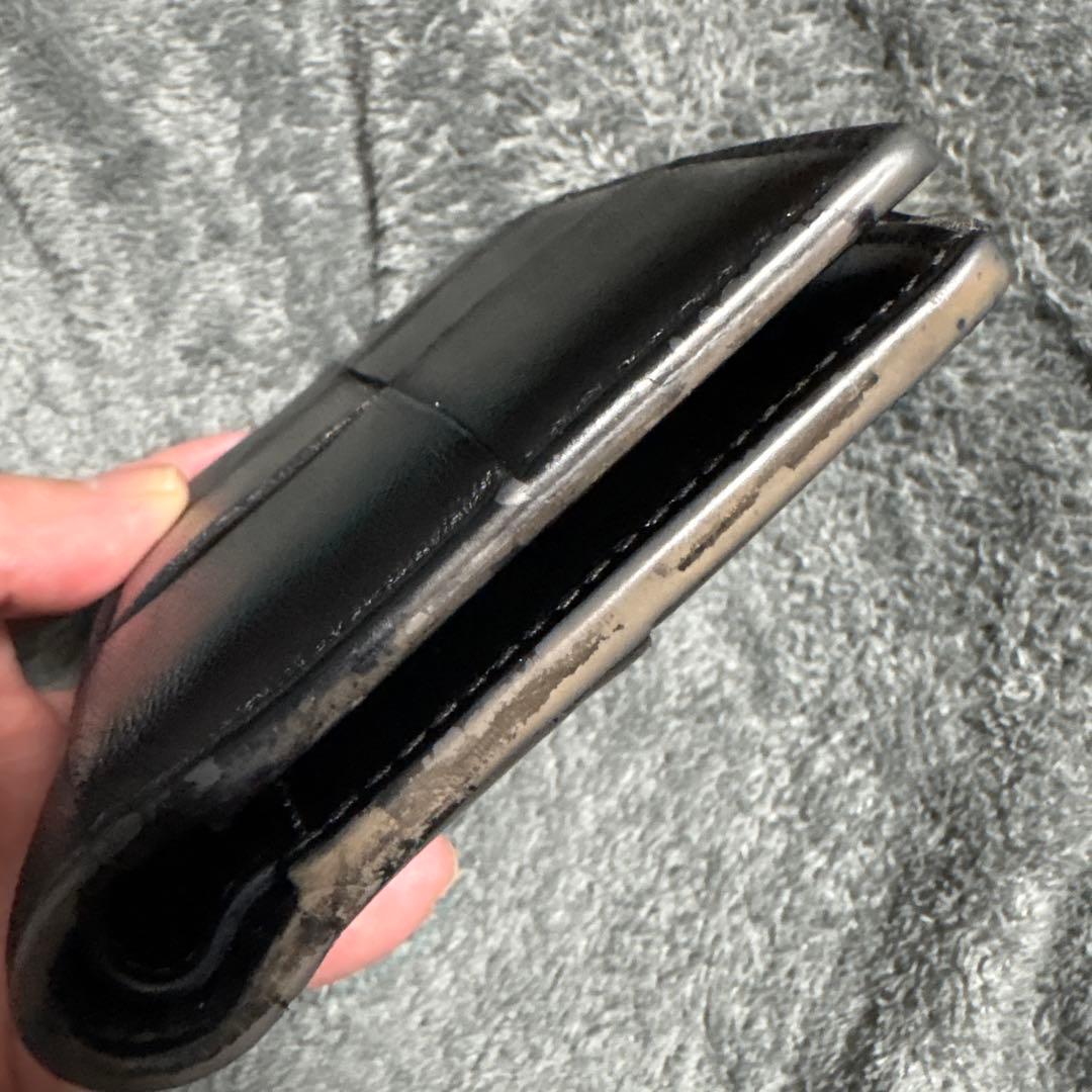 ボッテガヴェネタ 二つ折り財布 カセット レザー 黒