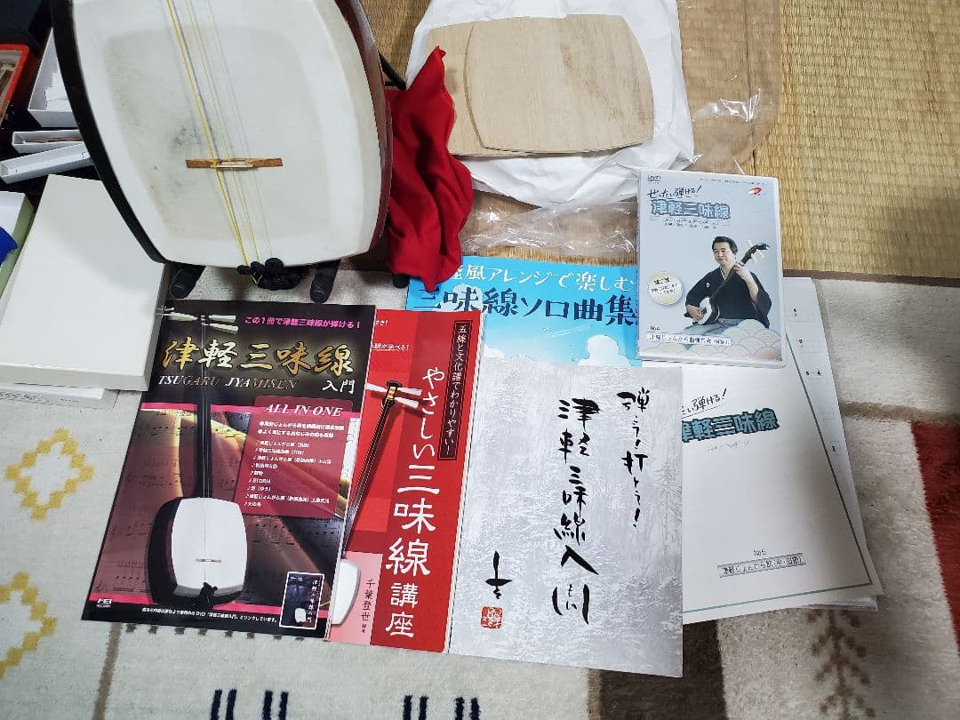 【メメ】津軽三味線本体 バチ教材 スタンドセット1式