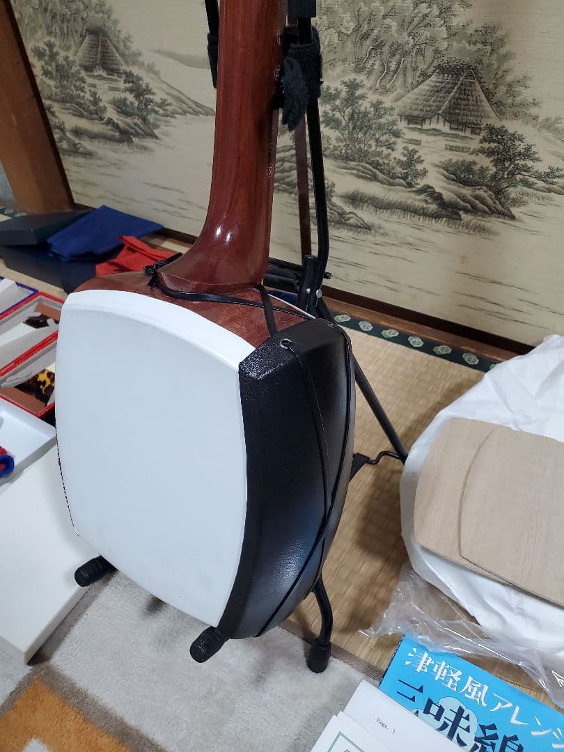 【メメ】津軽三味線本体 バチ教材 スタンドセット1式