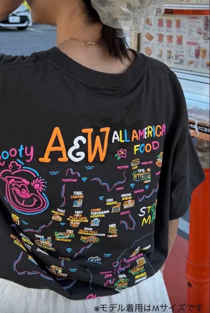 沖縄エンダーA&W国際通り松尾店 限定マップTシャツ XL ブラック