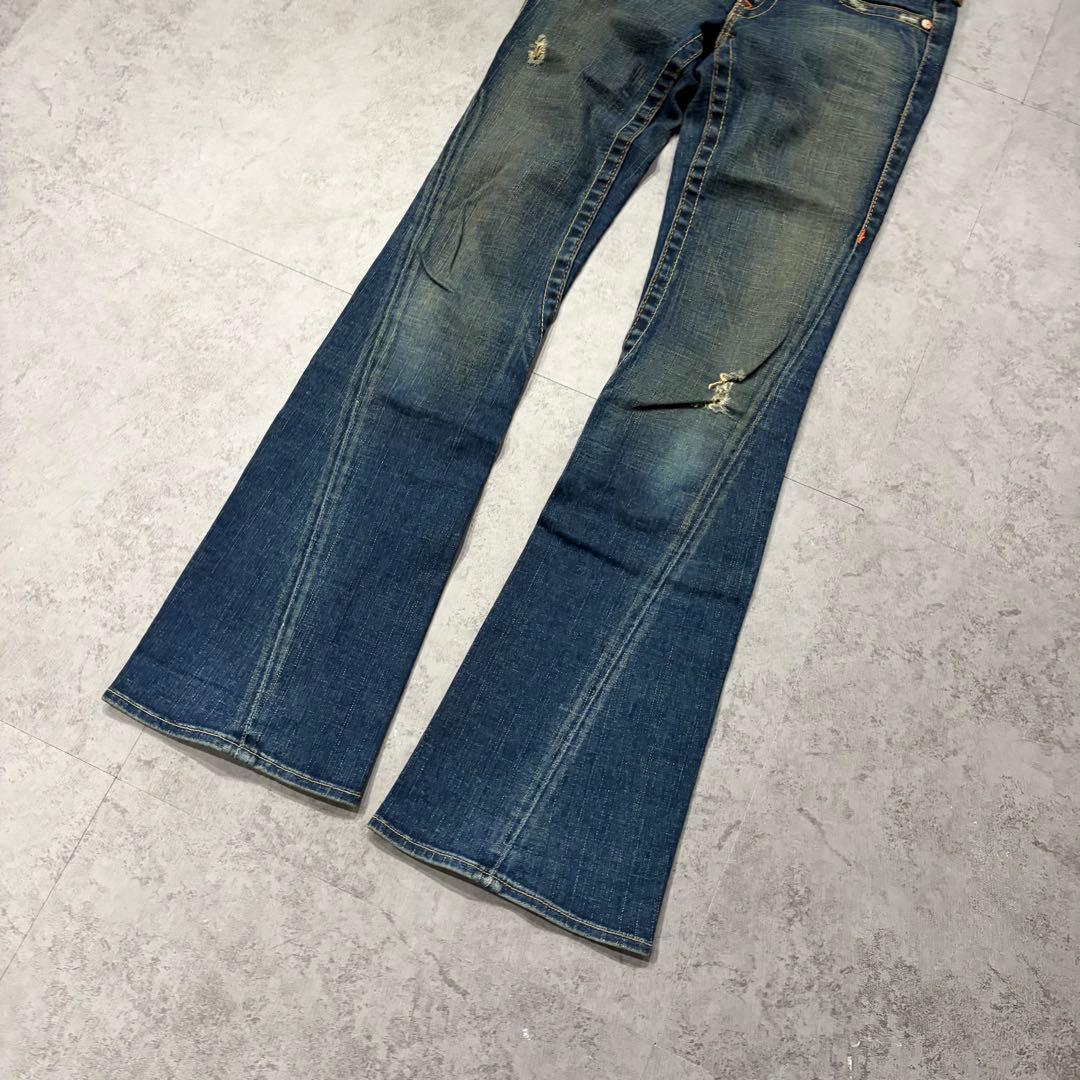TRUE RELIGION フレアデニムパンツ　ブーツカット　ストレッチ　パッチ