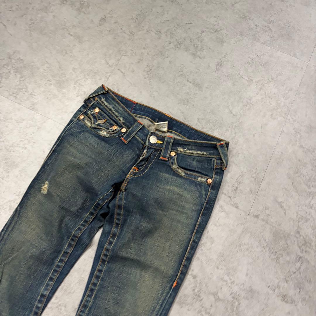 TRUE RELIGION フレアデニムパンツ　ブーツカット　ストレッチ　パッチ