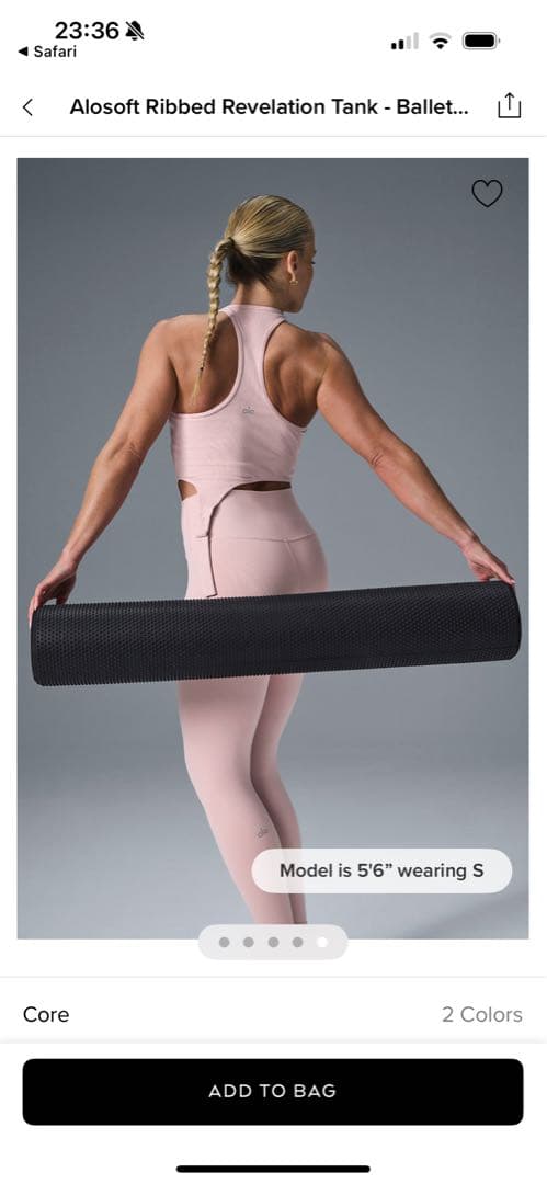 Alo Yoga アロソフトリブリベレーションタンク　ピンク