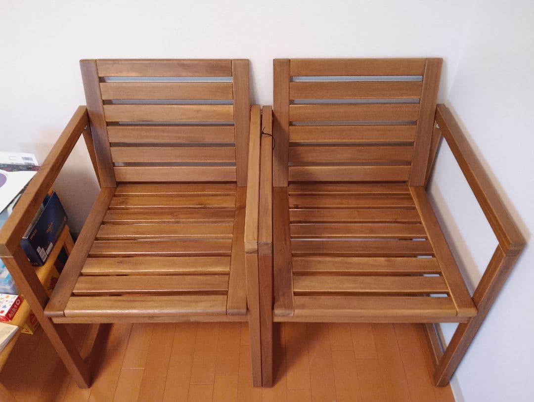 IKEA木製スラットデザインチェア2脚セット