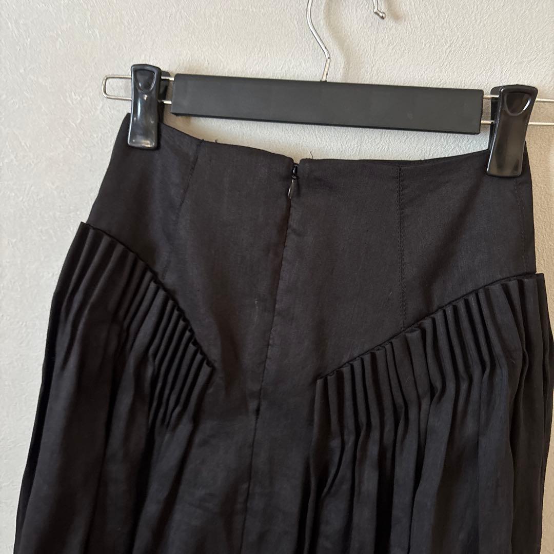 新品　ESTNATION AJE. ブラック　プリーツ　リネン　麻　スカート