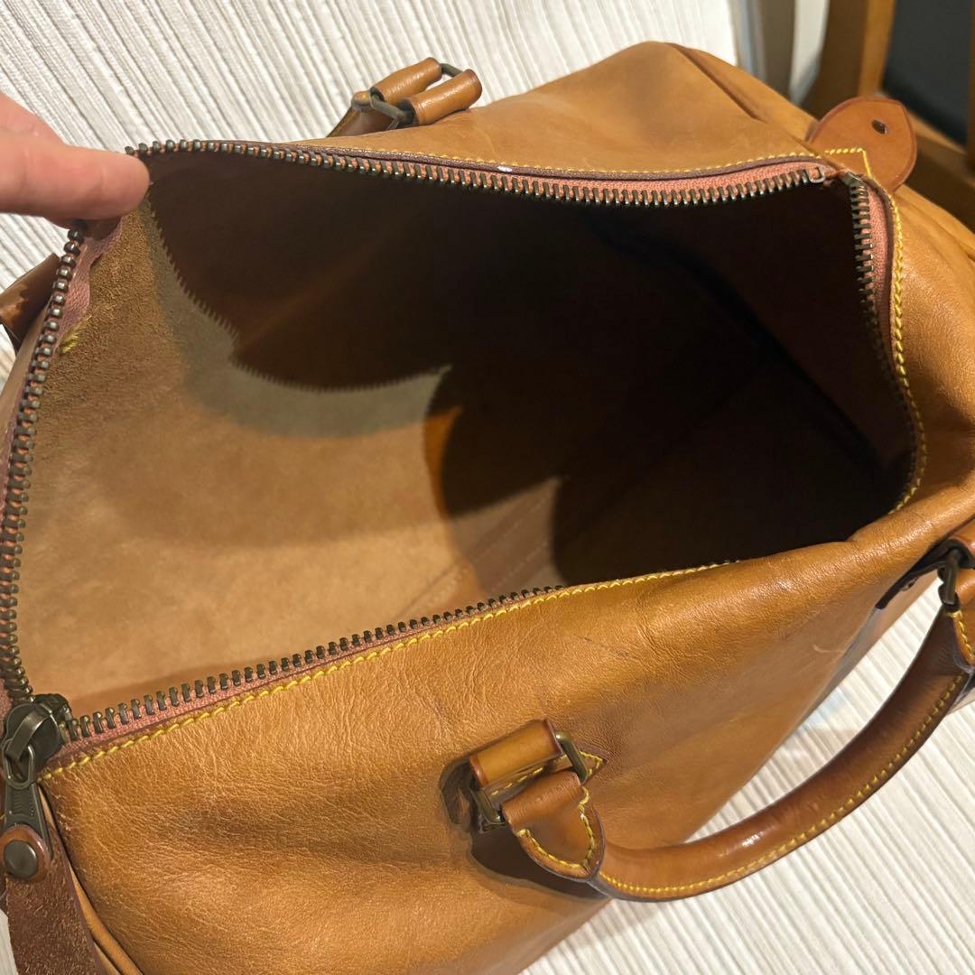 キャメル色レザー ボストンバッグ小