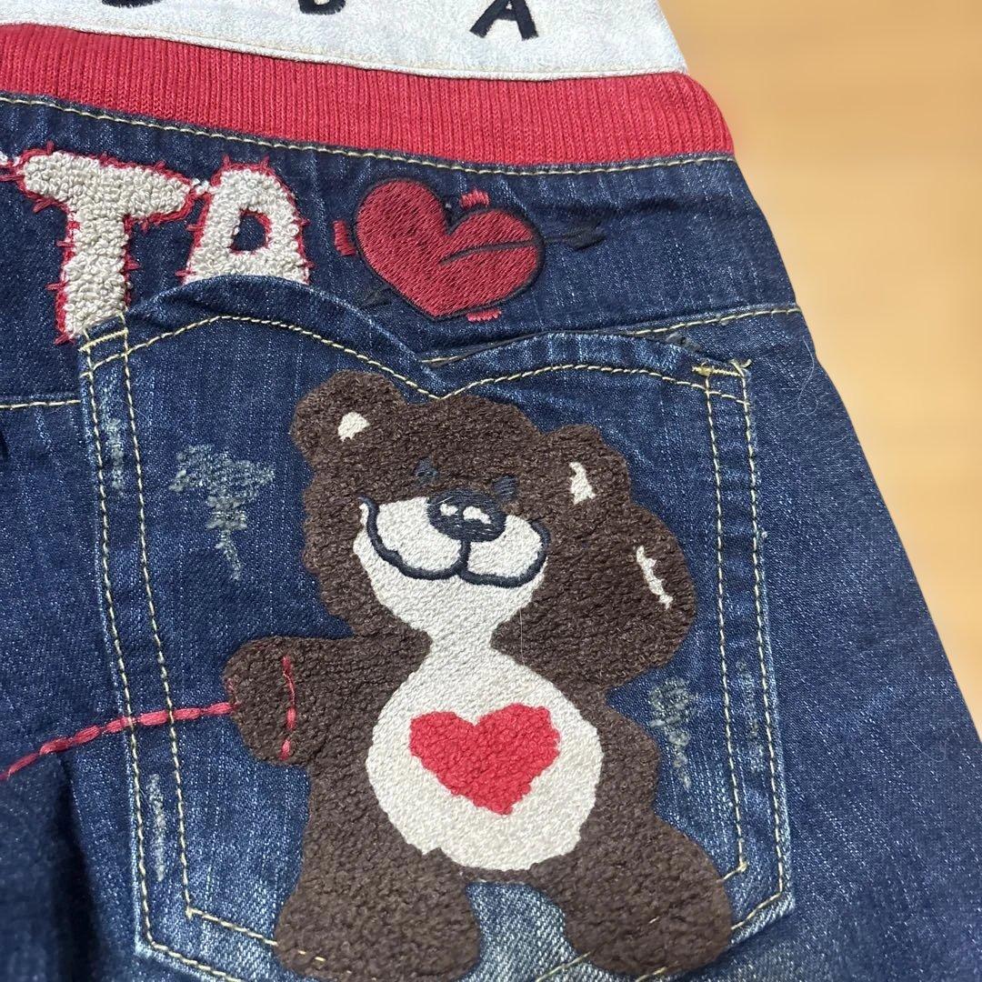Lolita クマ刺繍デニムパンツ M新品。