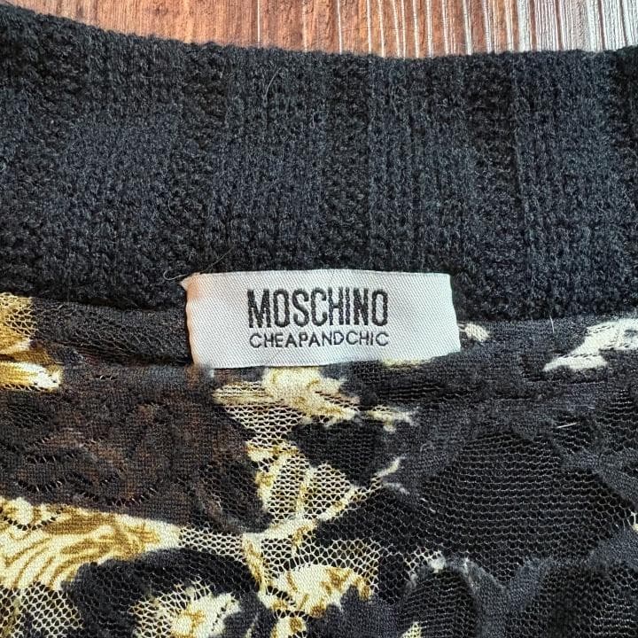 【古着】MOSCHINO CHEAP & CHIC ニットカーディガン 裏地柄