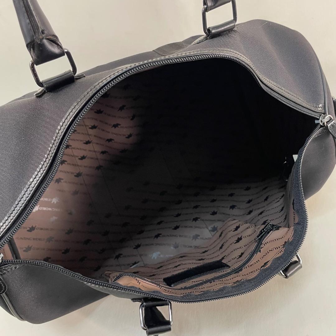A9✨希少✨ハンティングワールド ボストンバッグ ナイロン×レザー 黒 45cm
