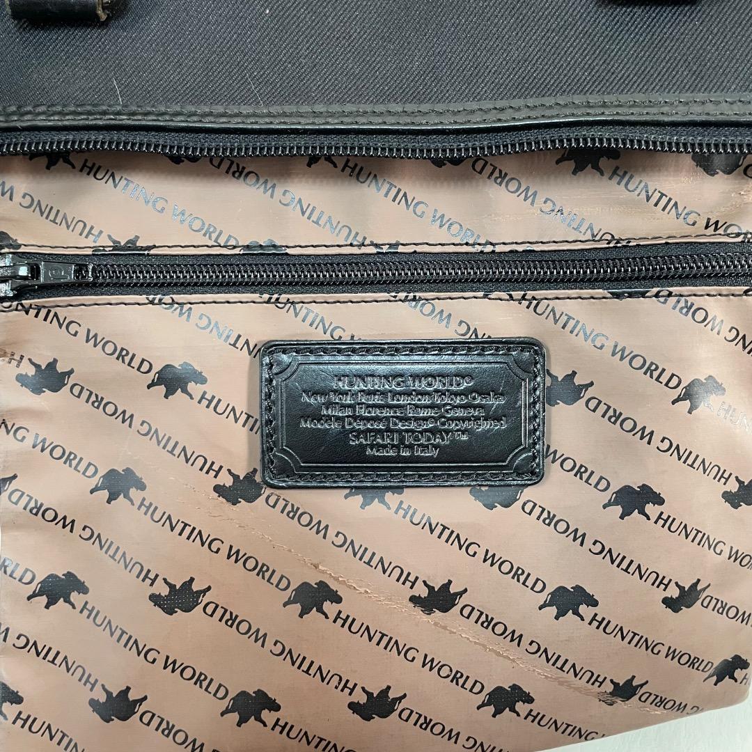 A9✨希少✨ハンティングワールド ボストンバッグ ナイロン×レザー 黒 45cm
