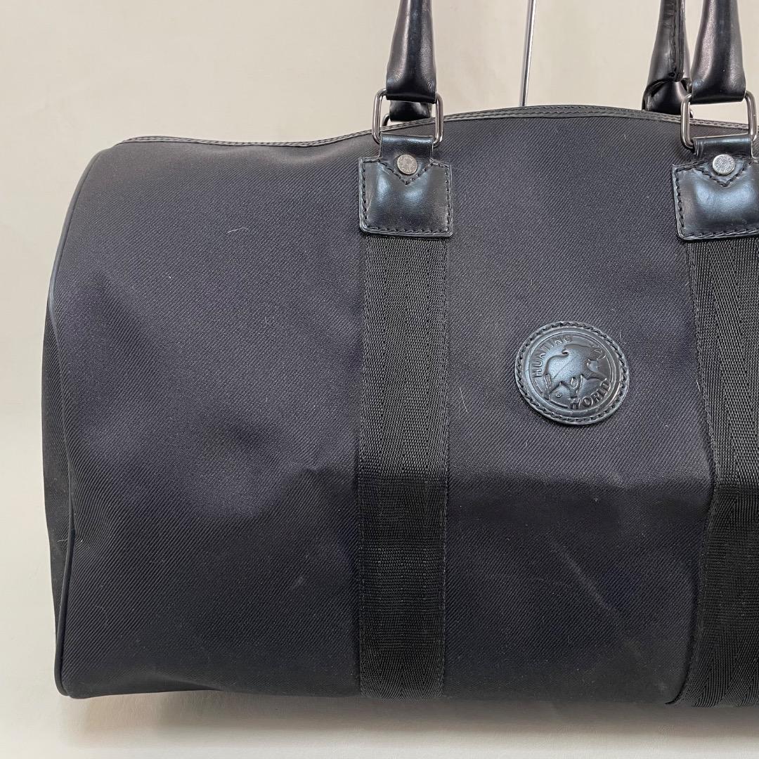 A9✨希少✨ハンティングワールド ボストンバッグ ナイロン×レザー 黒 45cm