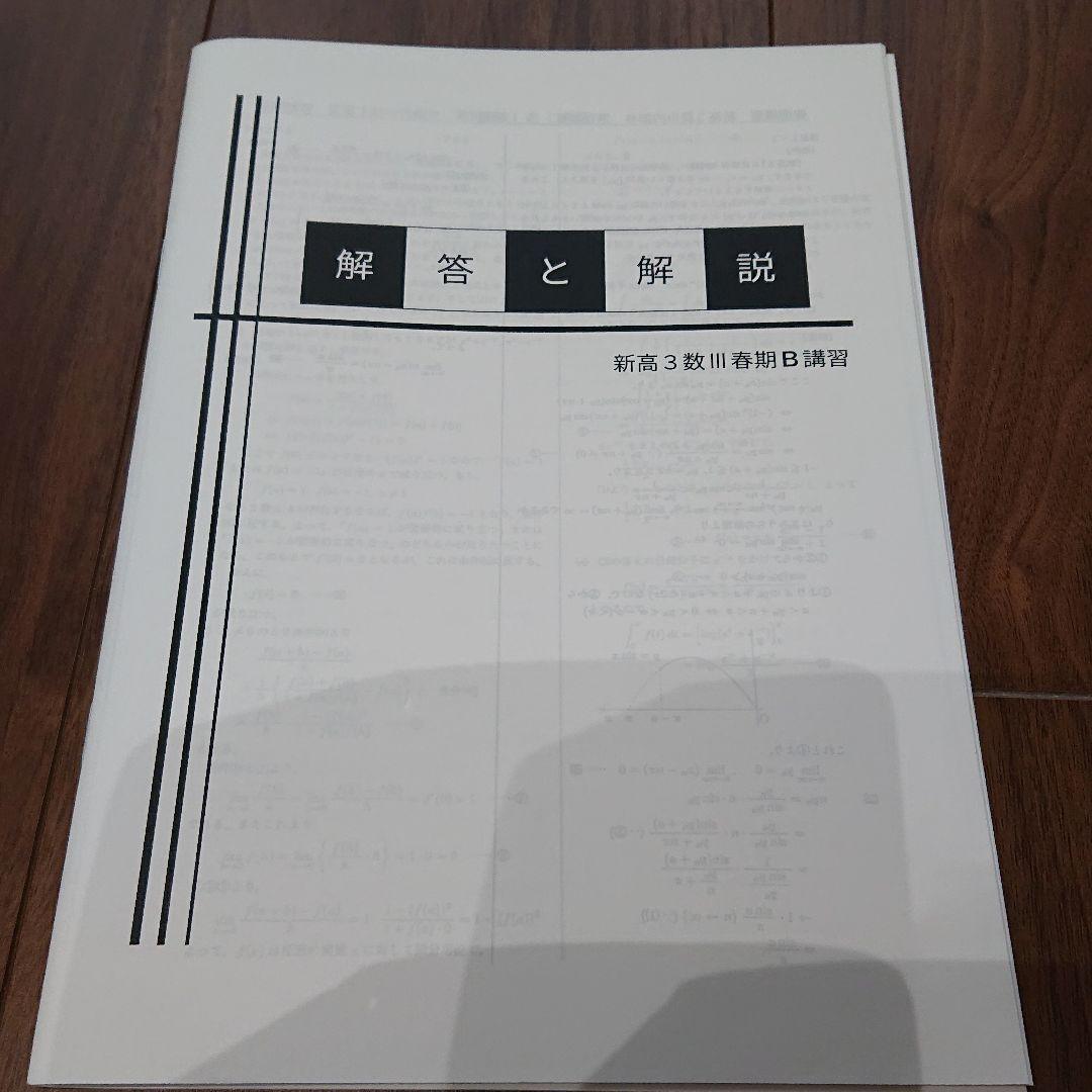 鉄緑会 2019年度 春期講習 新高3数Ⅲ内部B テキストと解答