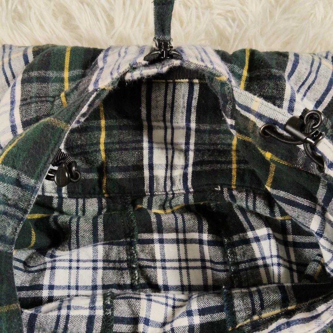 STUSSY　00s　ジップアップ　ジャケット　フード　チェック　緑　単丈　М