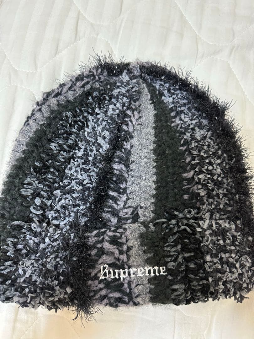 Supreme Stripe Beanie ブラック/グレー