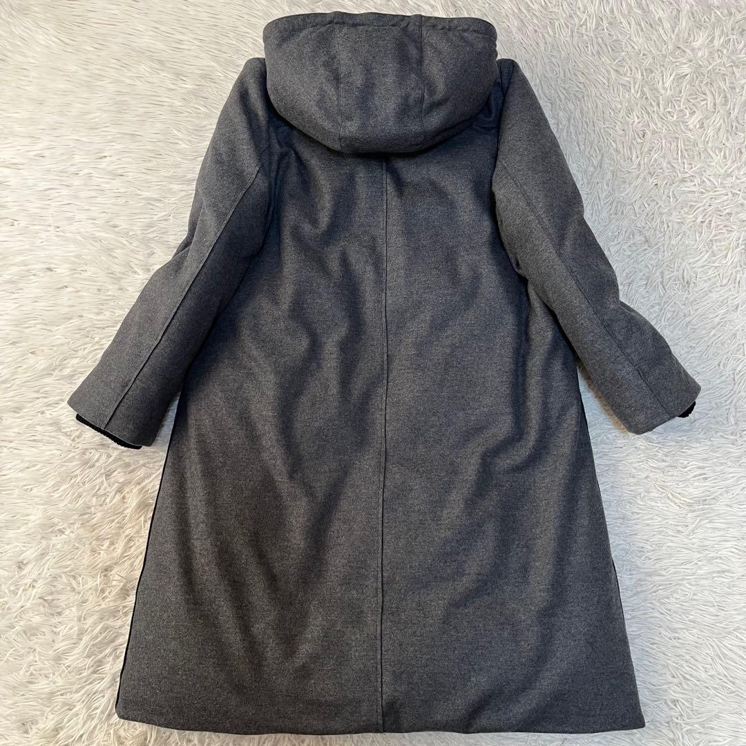【美品】ギャルリーヴィー　ウール　フーデッド　ロング　ダウンコート