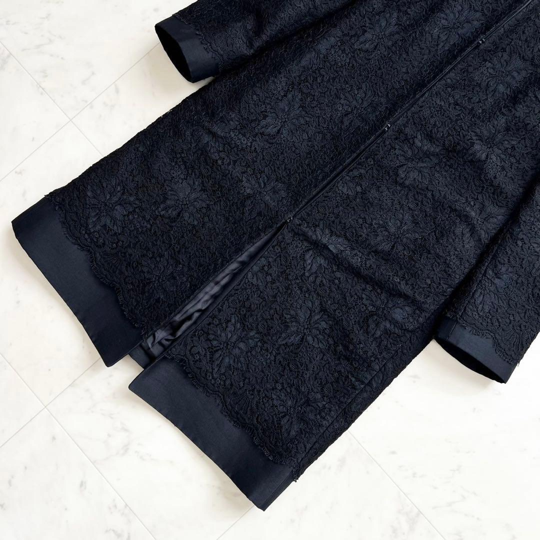 VALENTINO ベビーレース フラワー ノーカラーロングコート 44