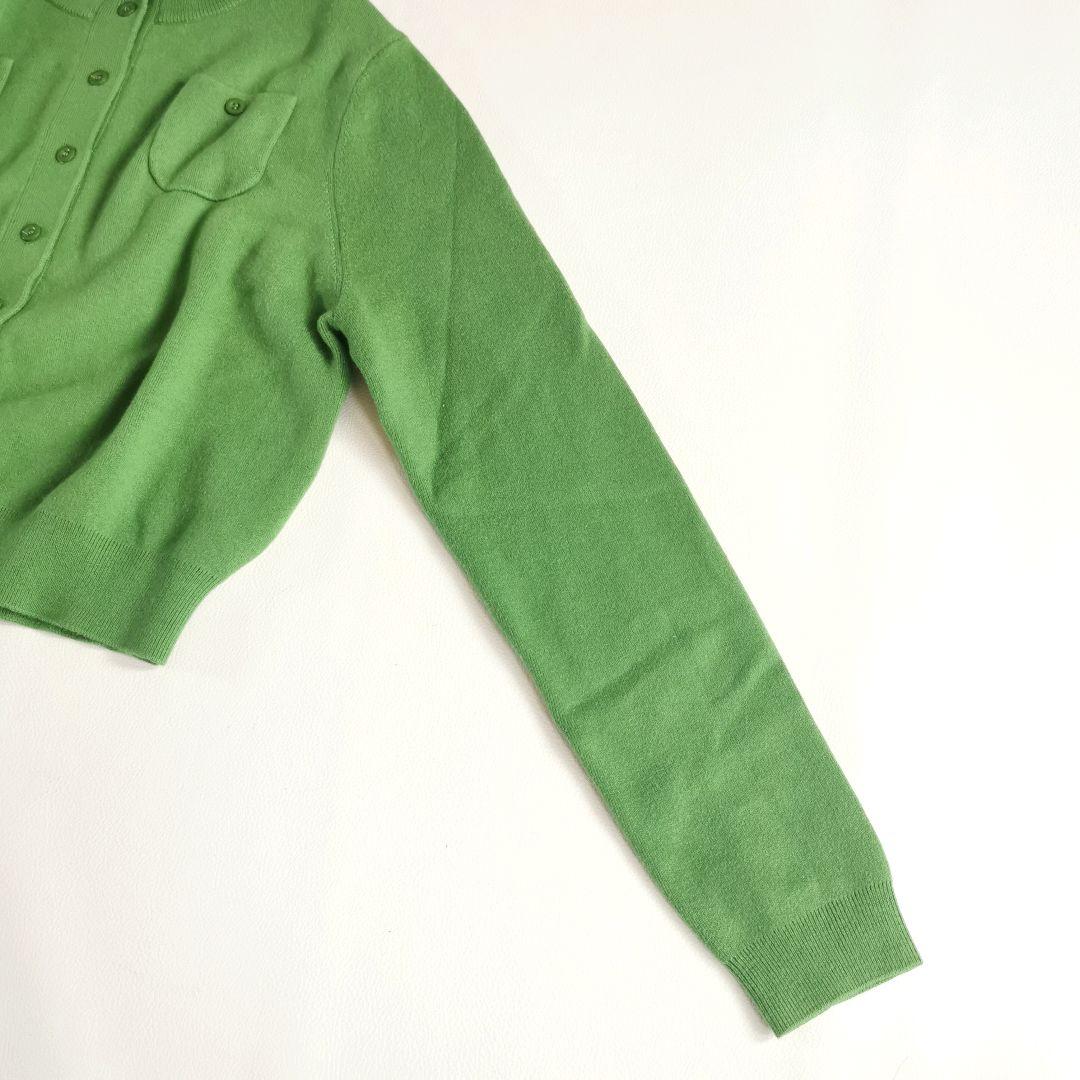 【美品✨】キャバン コットンカシミヤクルーネックカーディガン 緑 XS