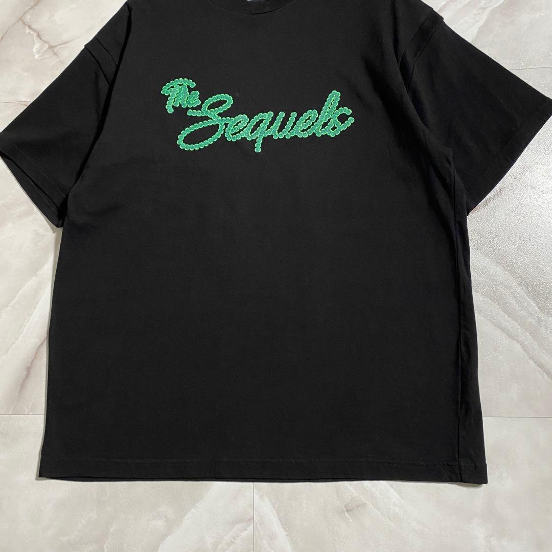 A19071 極美品 シークエル 23AW 花柄筆記体ロゴTシャツ 黒L