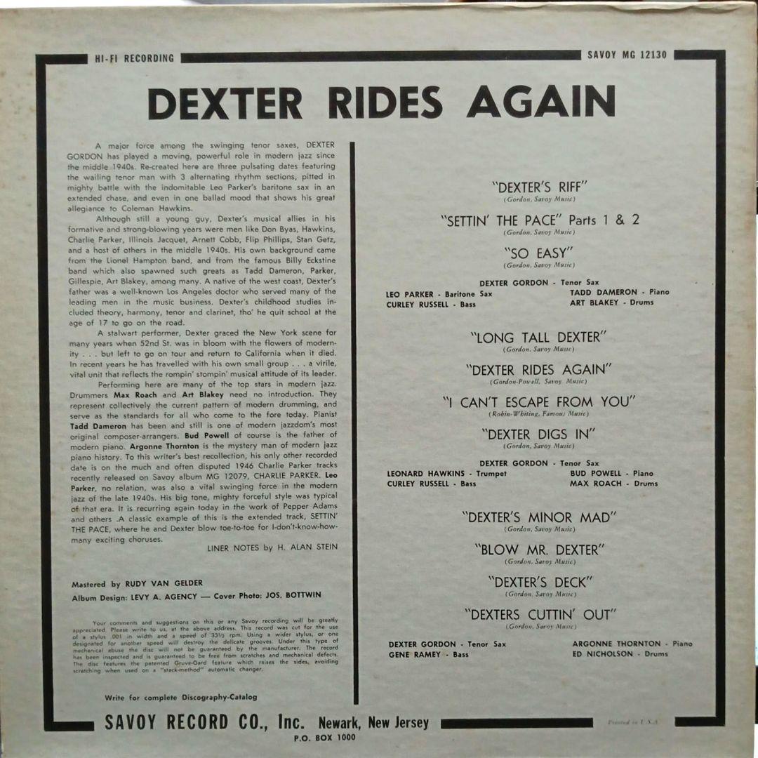 ジャズレコード　Ｄexter Rides Again