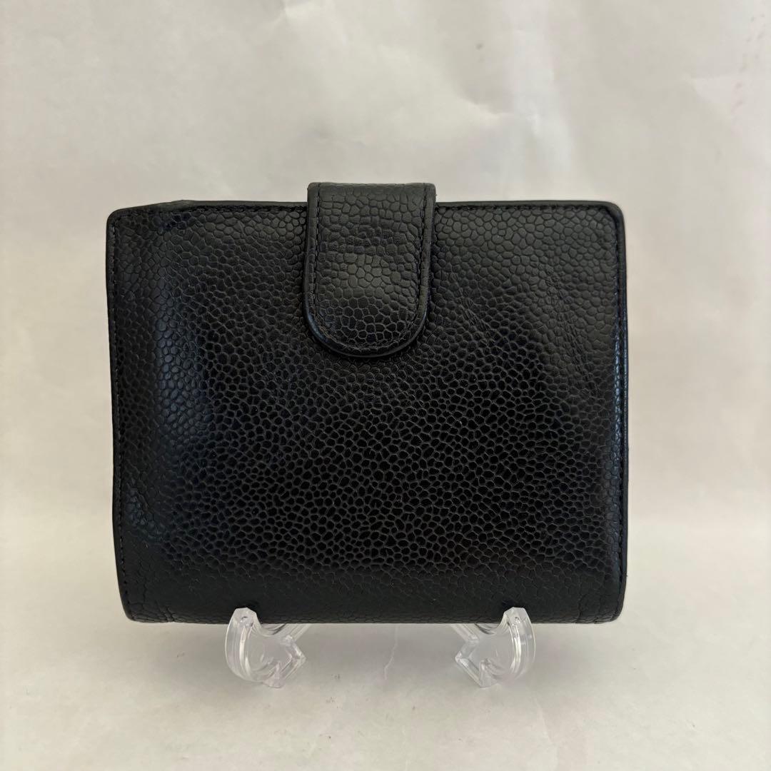 CHANEL 二つ折り　財布　ココマーク　キャビアスキン　ヴィンテージ