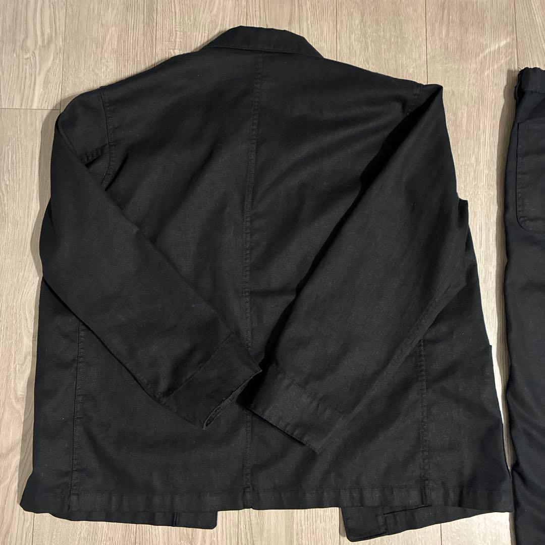 無印　カポック混　カバーオール　ジャケット L パンツ　L 黒　セットアップ