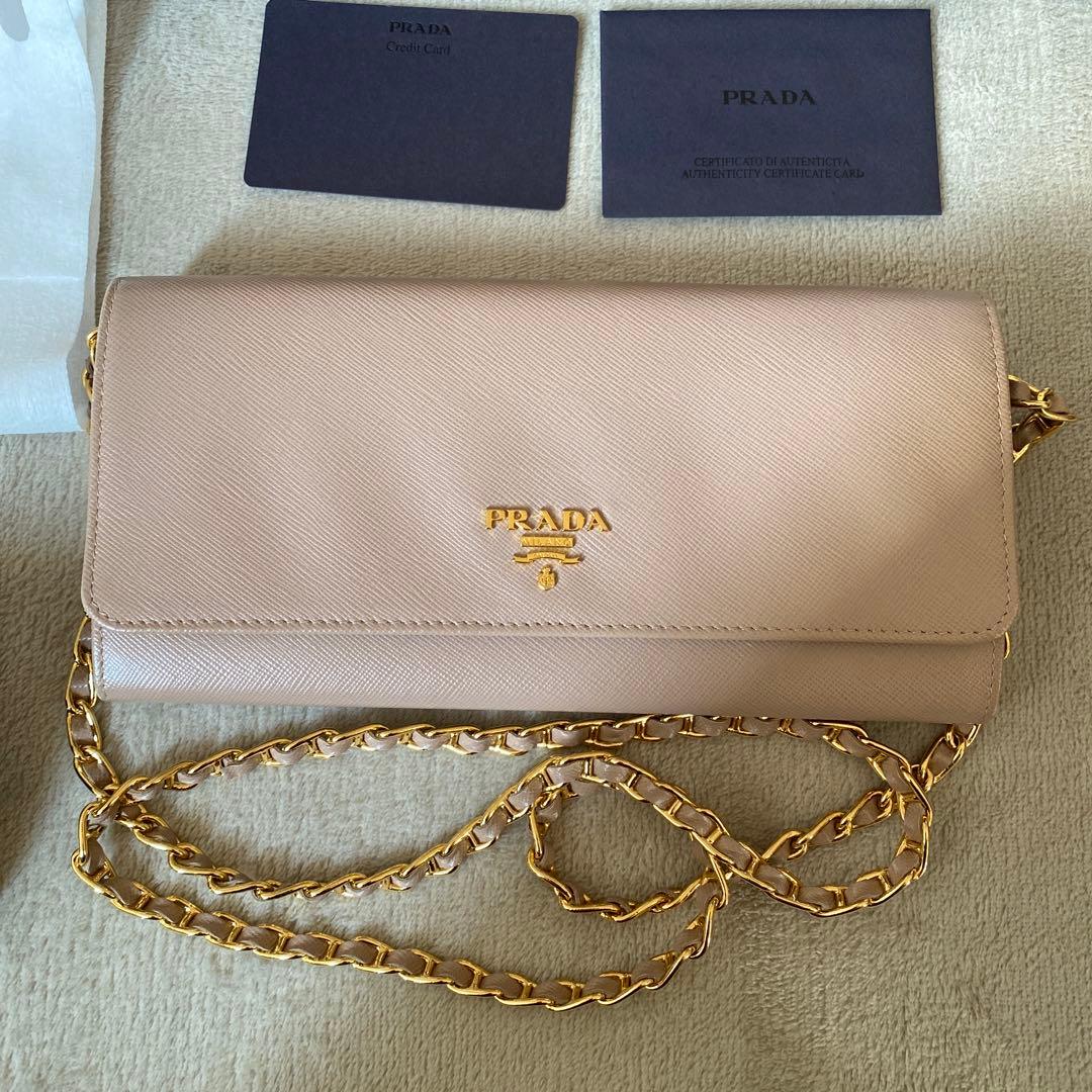 【希望価格教えてください】PRADA ピンクベージュ サフィアーノ
