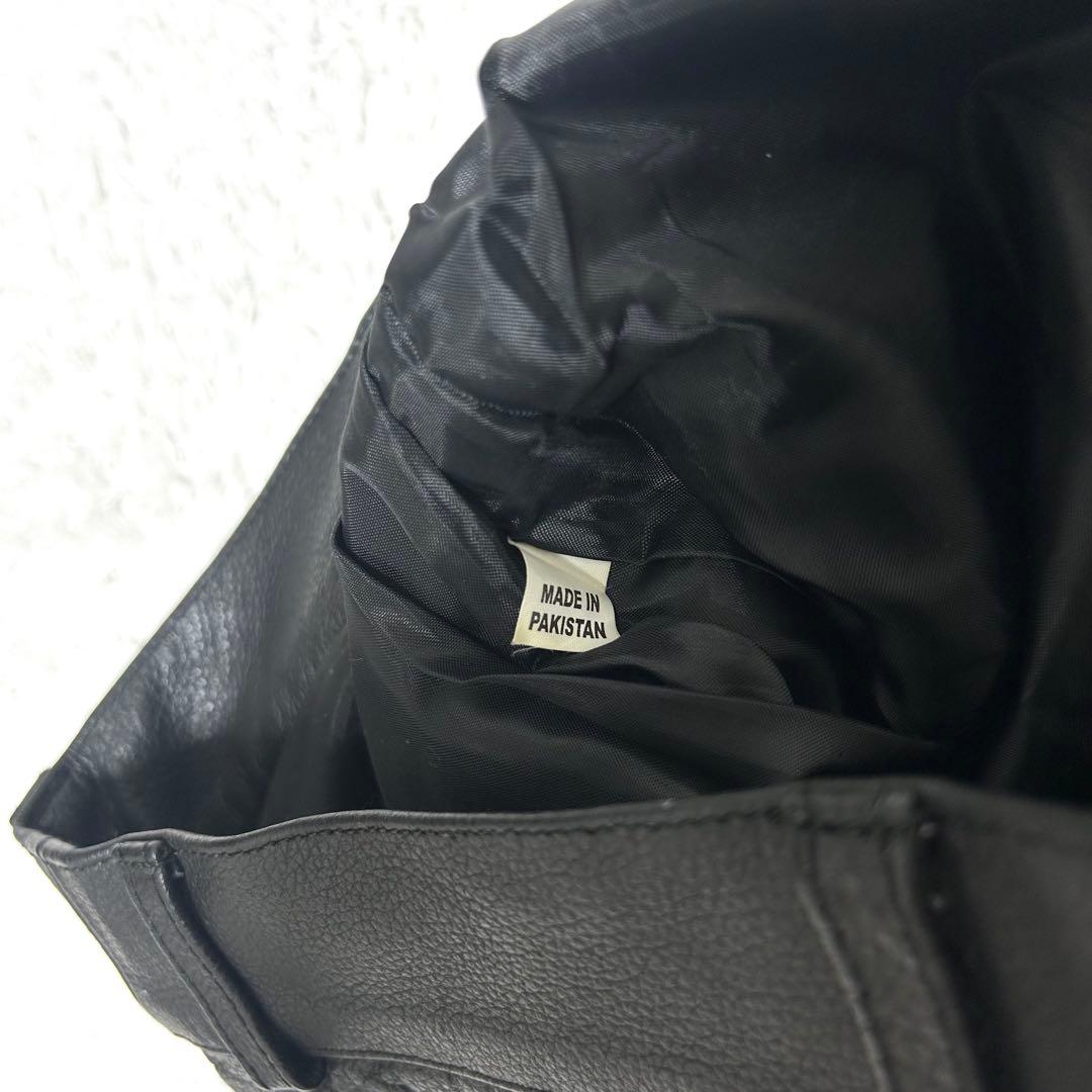 美品✨　SPOON スプーン　レザーパンツ　カウレザー　シボ革　ブラック　34