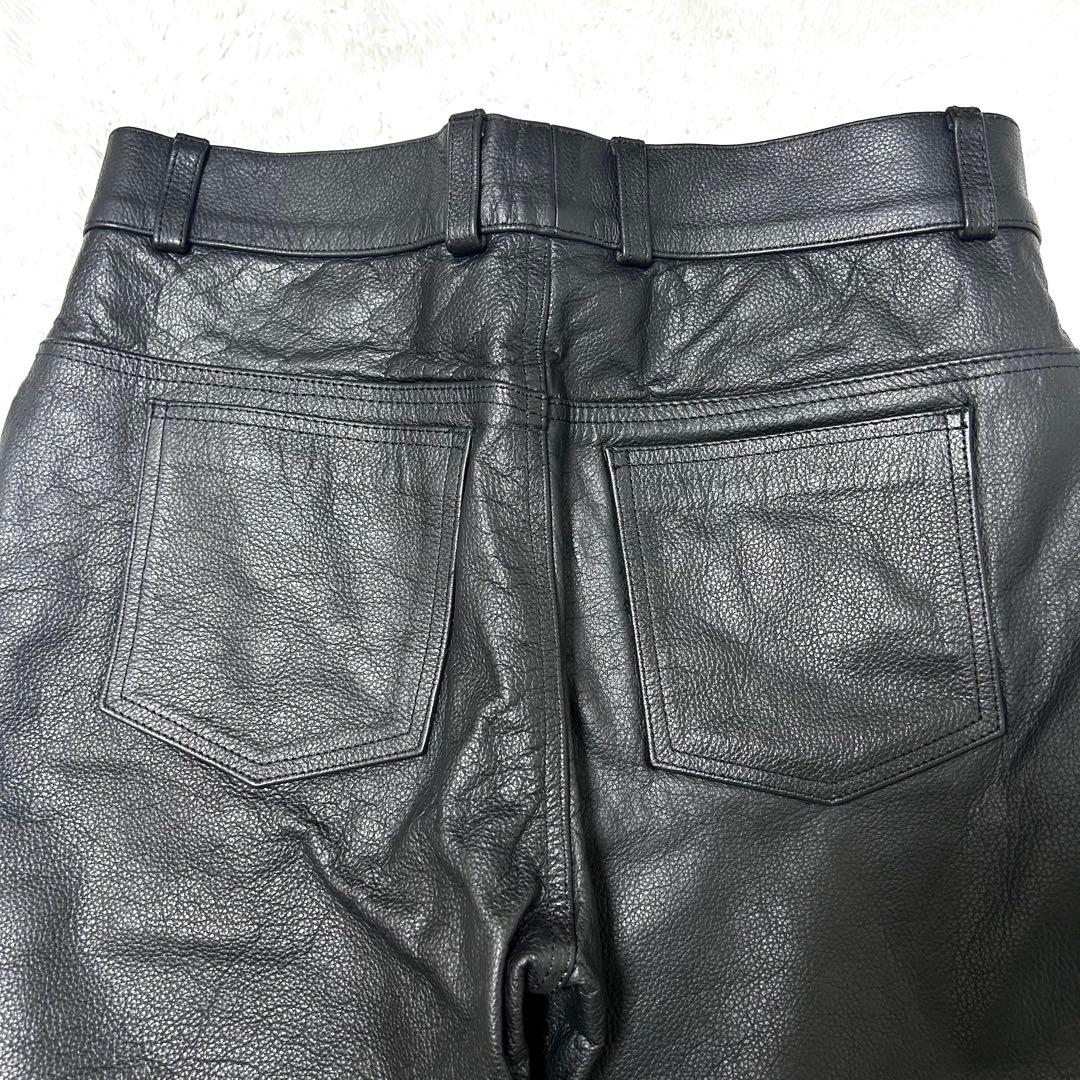 美品✨　SPOON スプーン　レザーパンツ　カウレザー　シボ革　ブラック　34