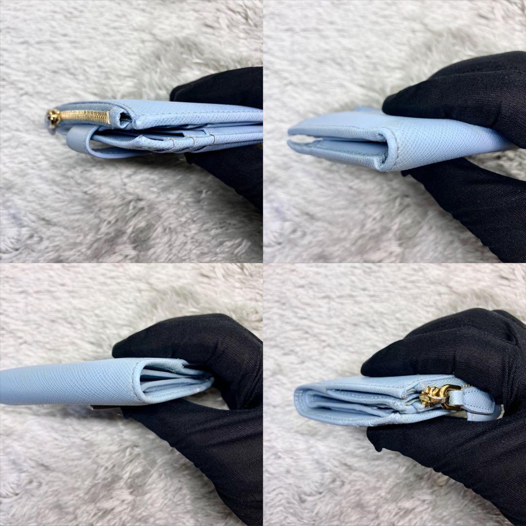 現行美品✨ PRADA RFID内蔵 二つ折り財布 サフィアーノ 三角ロゴ