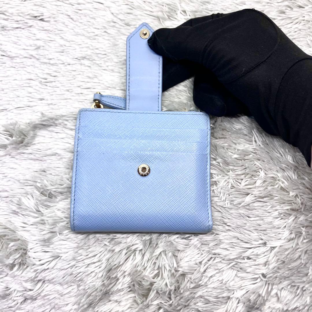 現行美品✨ PRADA RFID内蔵 二つ折り財布 サフィアーノ 三角ロゴ
