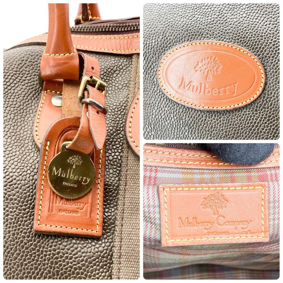 良品 799 Mulberry 英国製 シボ革 2way ボストンバッグ 大容量