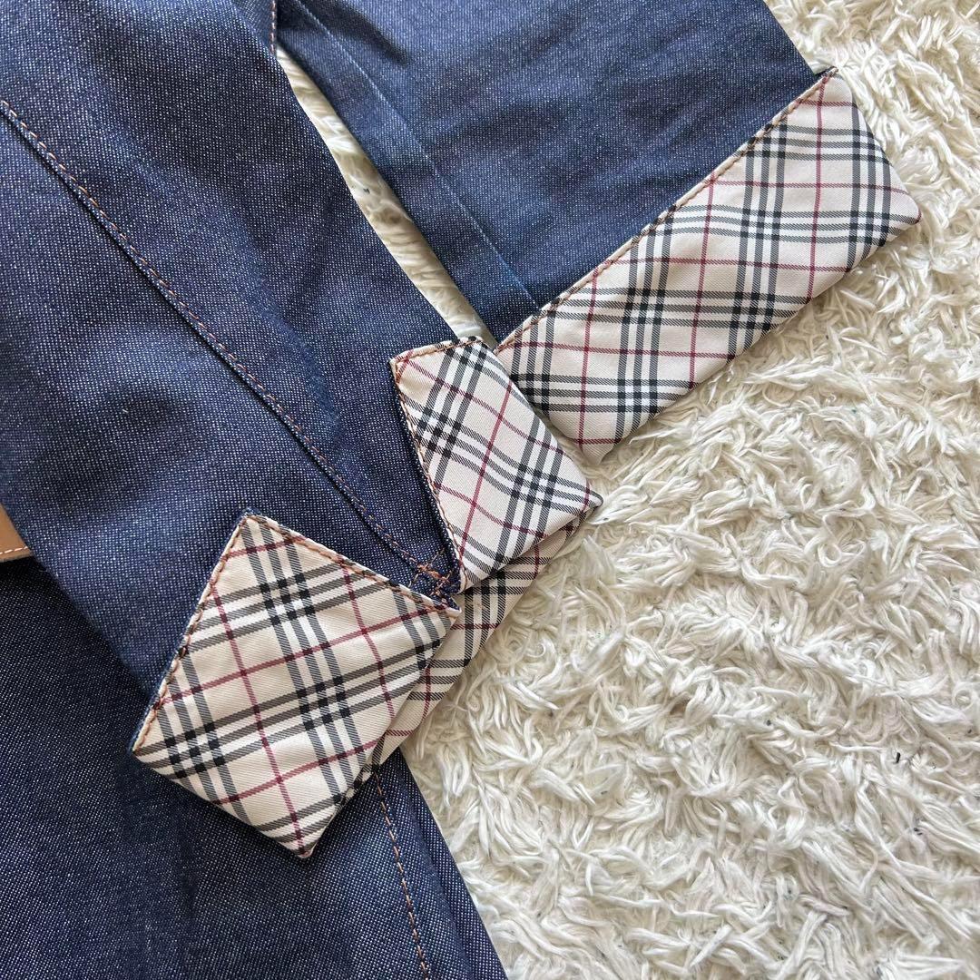 極美品 バーバリー デニム シャツワンピース ホース刺繍 ベルト ノバチェックM