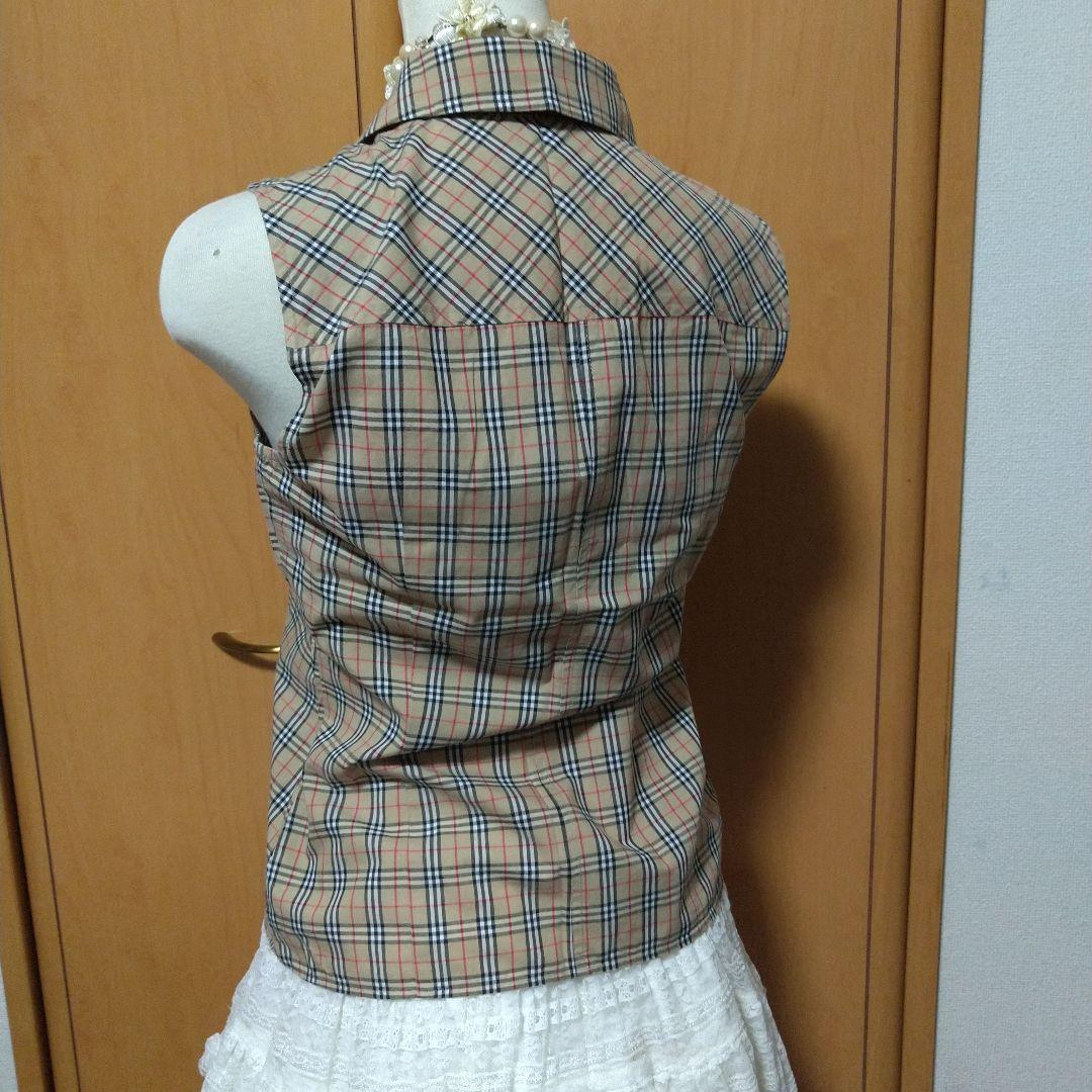 【美品】Burberry ノバチェック柄 ノースリーブポロシャツ y2k