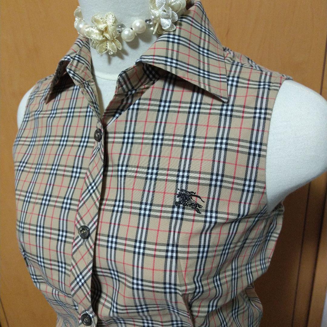 【美品】Burberry ノバチェック柄 ノースリーブポロシャツ y2k