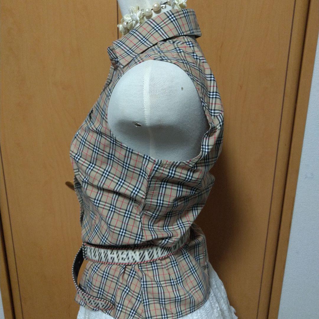【美品】Burberry ノバチェック柄 ノースリーブポロシャツ y2k