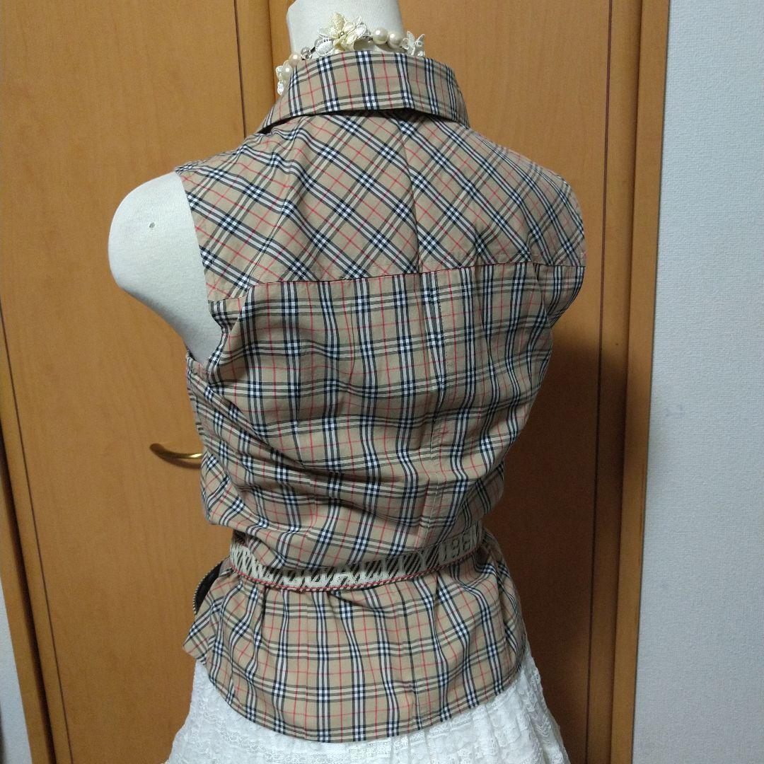 【美品】Burberry ノバチェック柄 ノースリーブポロシャツ y2k