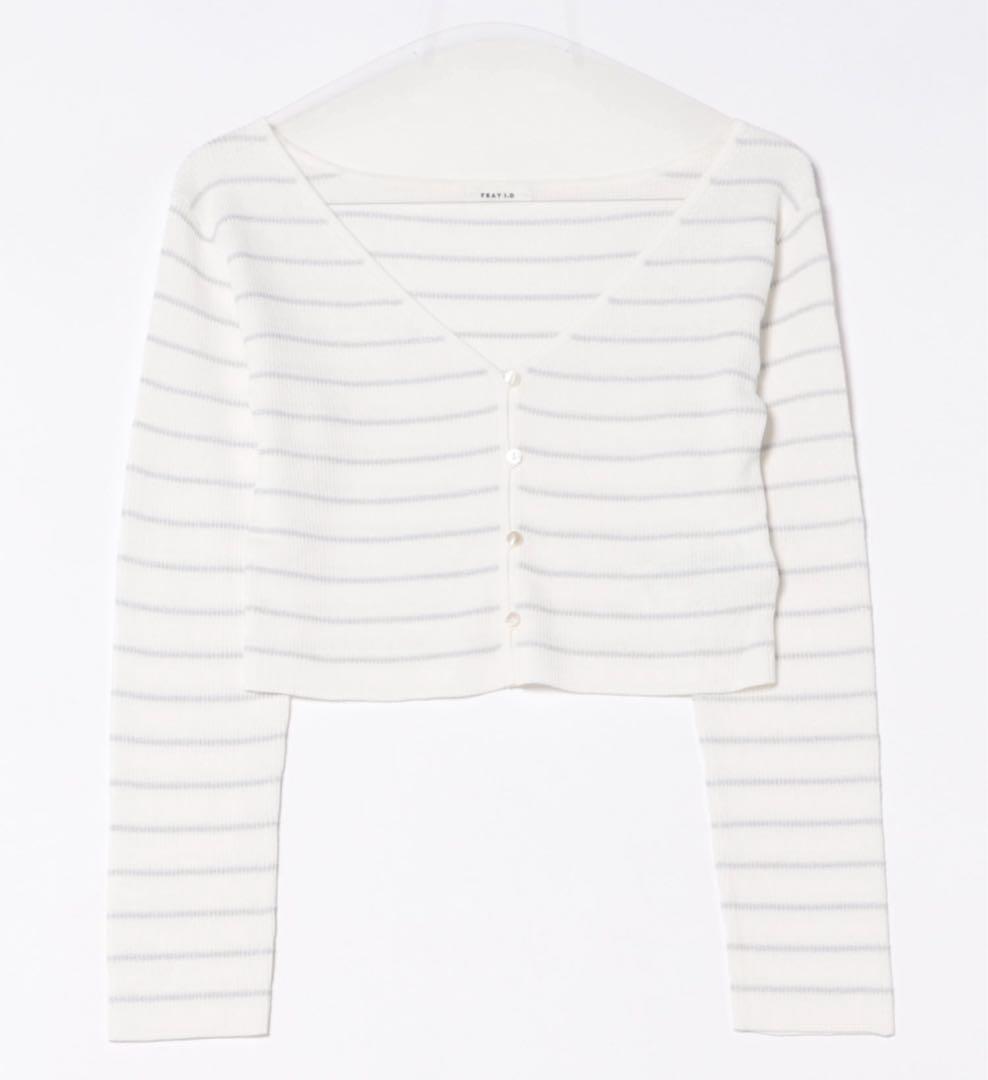 【25ss美品】FRAY I.D クロップドⅤネックリブカーディガンUVカット