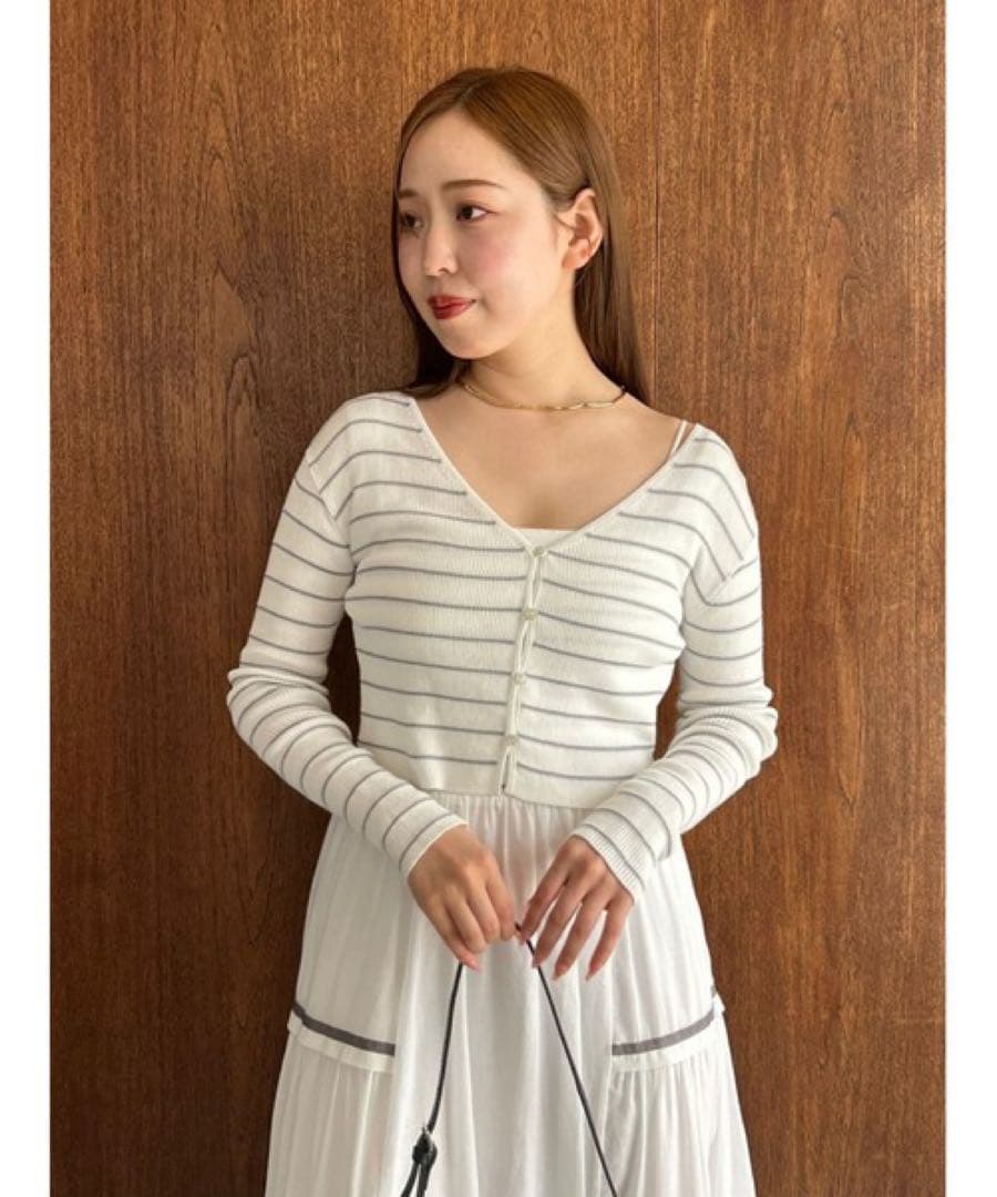 【25ss美品】FRAY I.D クロップドⅤネックリブカーディガンUVカット