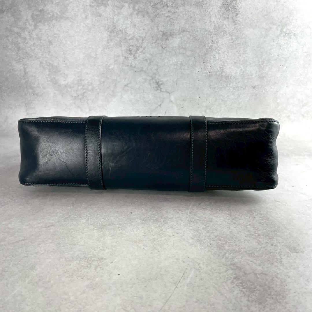 極美品　ヒロフ　ミニボストンバッグ ハンドバッグ　Hロゴ　レザー　ブラック