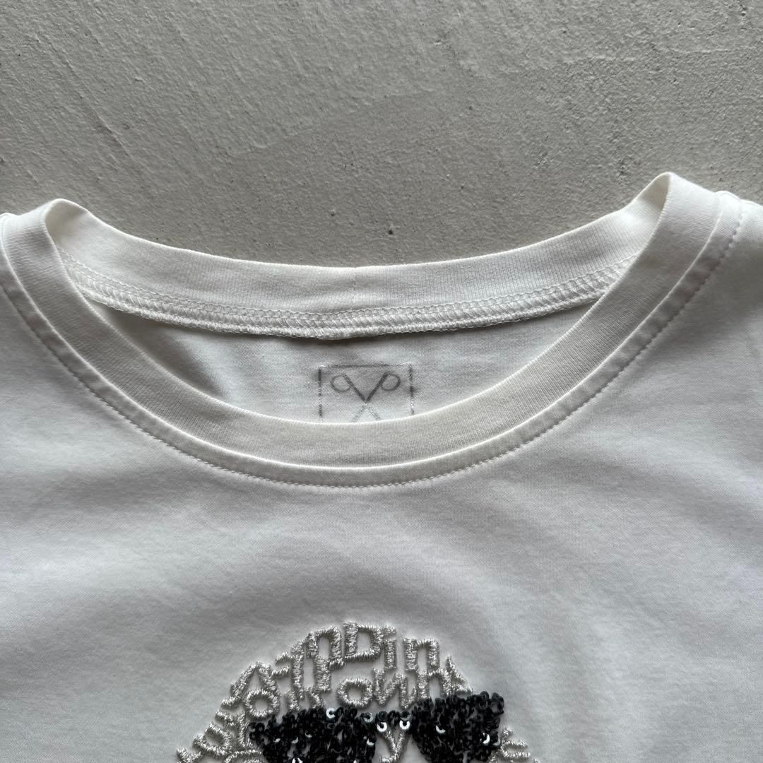 《PUPULA》ププラ サングラスダックス刺繍Tシャツ ホワイト (f1107)