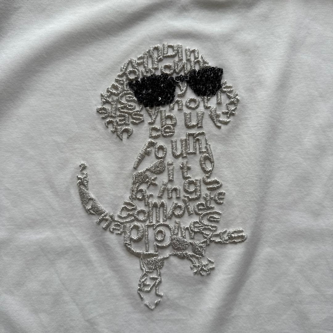 《PUPULA》ププラ サングラスダックス刺繍Tシャツ ホワイト (f1107)
