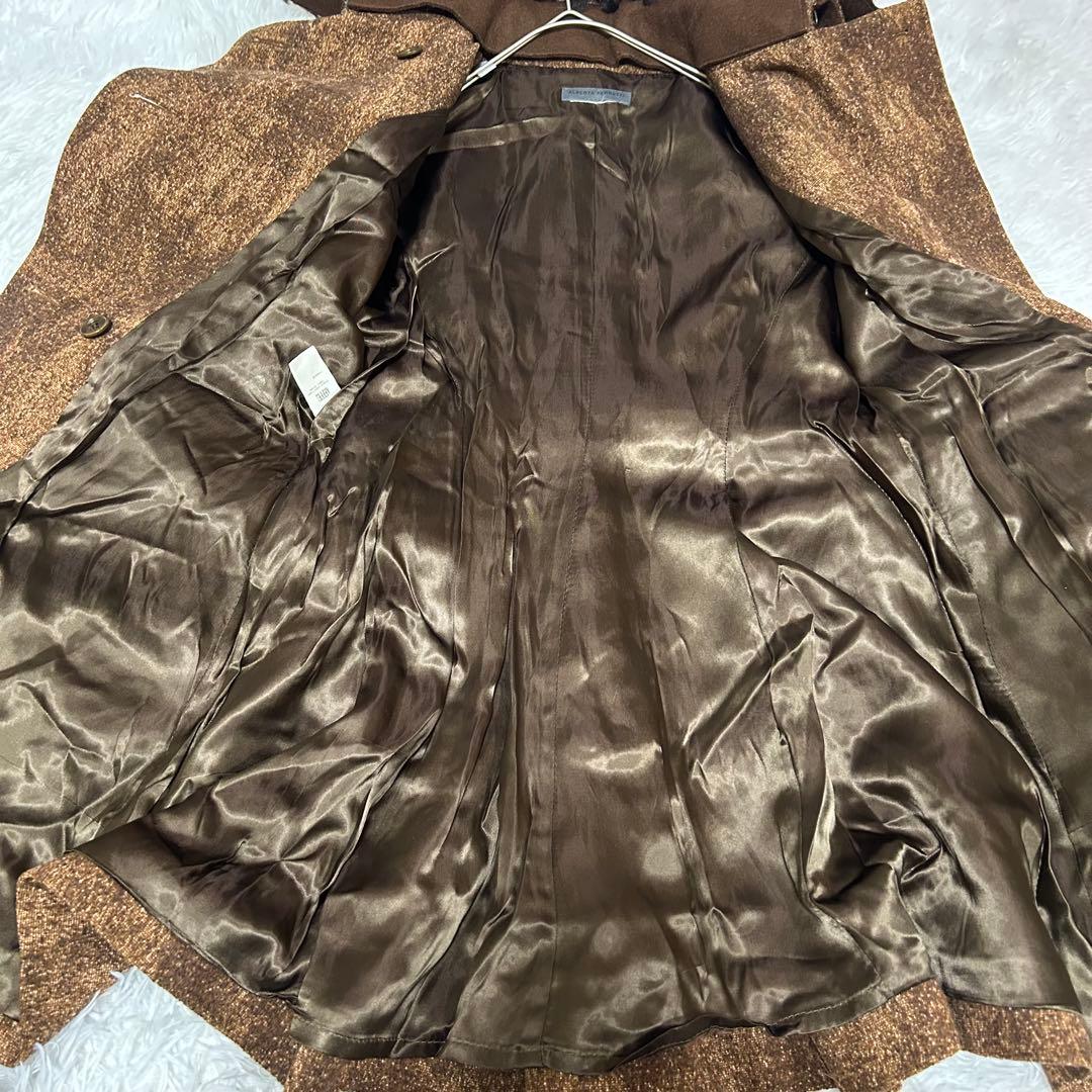 A FERRETTI ウールコート ファー衿 ダブルボタン ブラウン